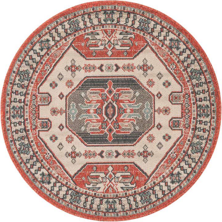 3' x 3' Easy-Clean Traditional Indoor / Outdoor Round Rug