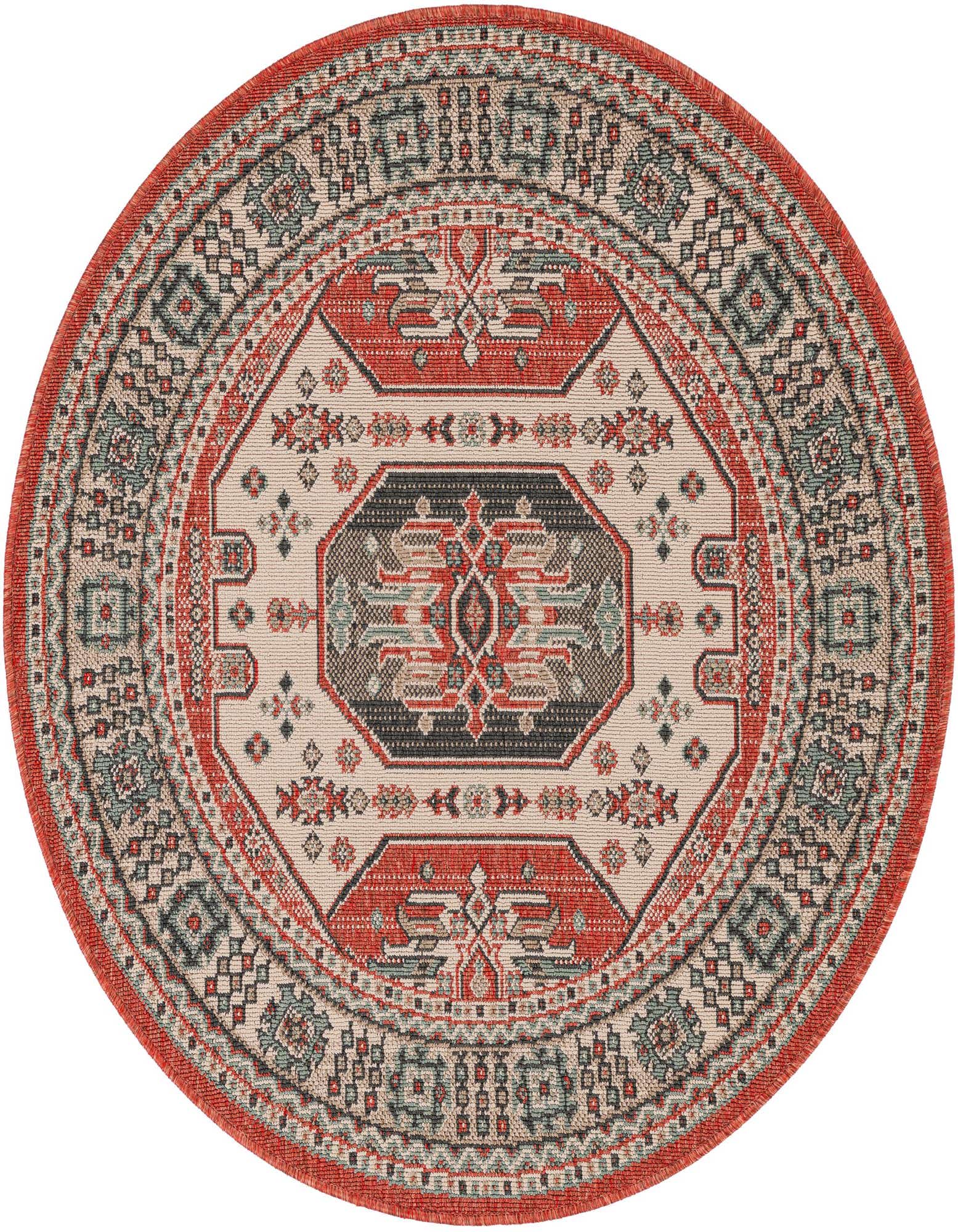 4' x 4' Easy-Clean Traditional Indoor / Outdoor Round Rug