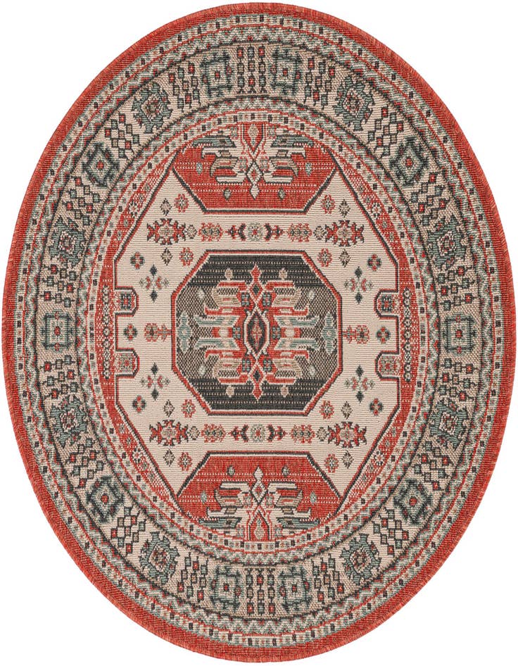 Detail image of 4' x 4' Easy-Clean Traditional Indoor / Outdoor Round Rug