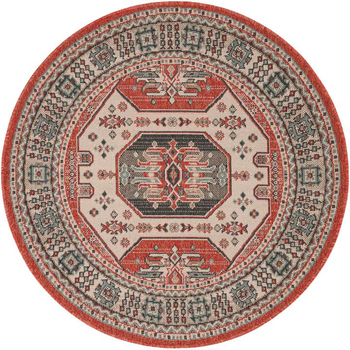 4' x 4' Easy-Clean Traditional Indoor / Outdoor Round Rug