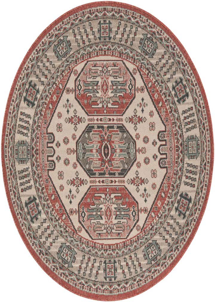5' x 5' Easy-Clean Traditional Indoor / Outdoor Round Rug