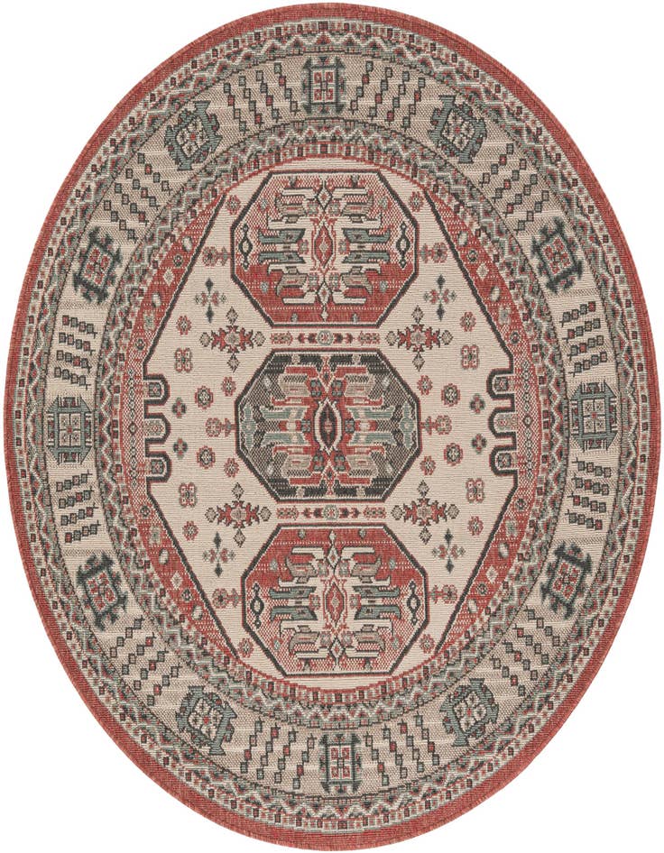 Detail image of 5' x 5' Easy-Clean Traditional Indoor / Outdoor Round Rug