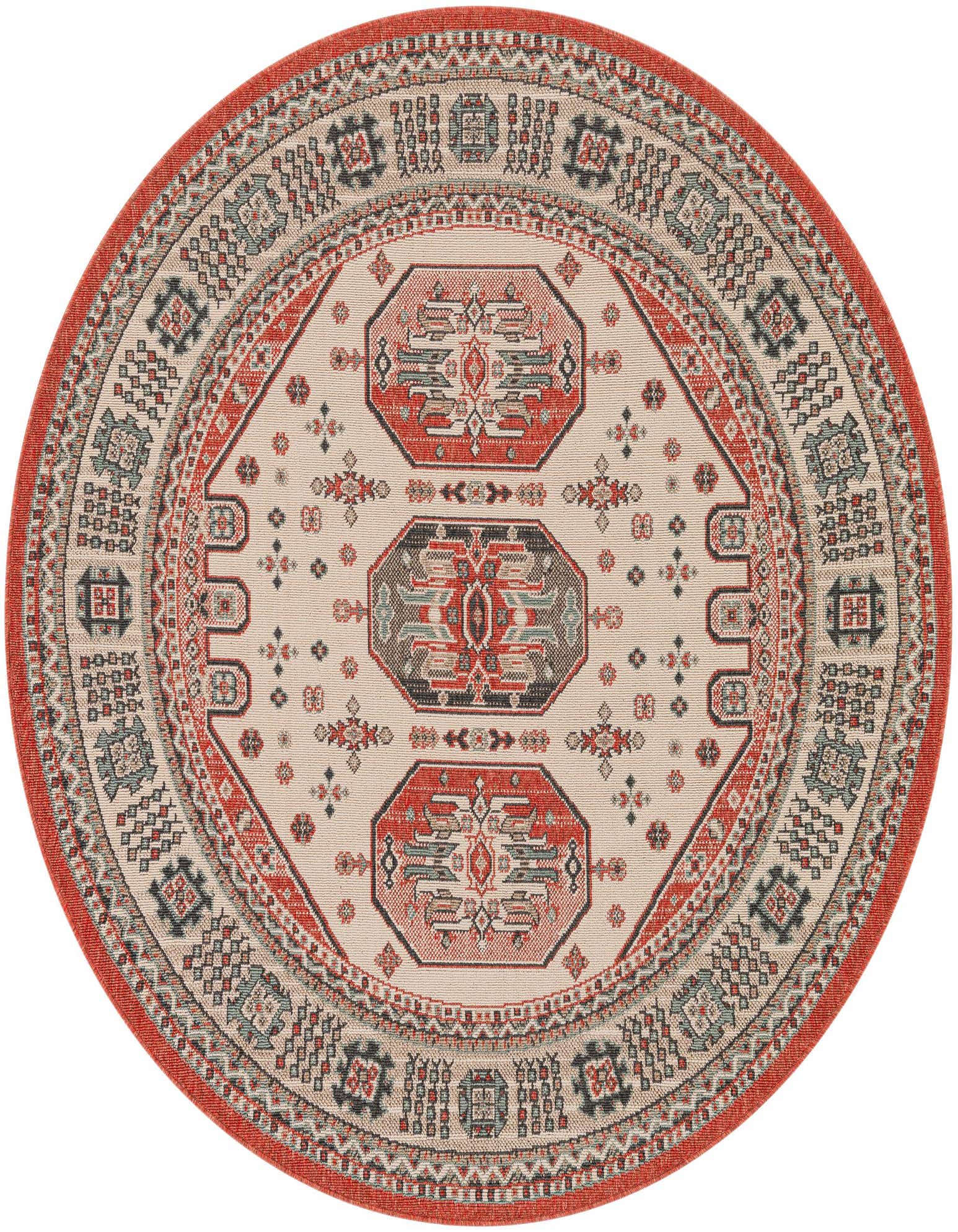 6' x 6' Easy-Clean Traditional Indoor / Outdoor Round Rug