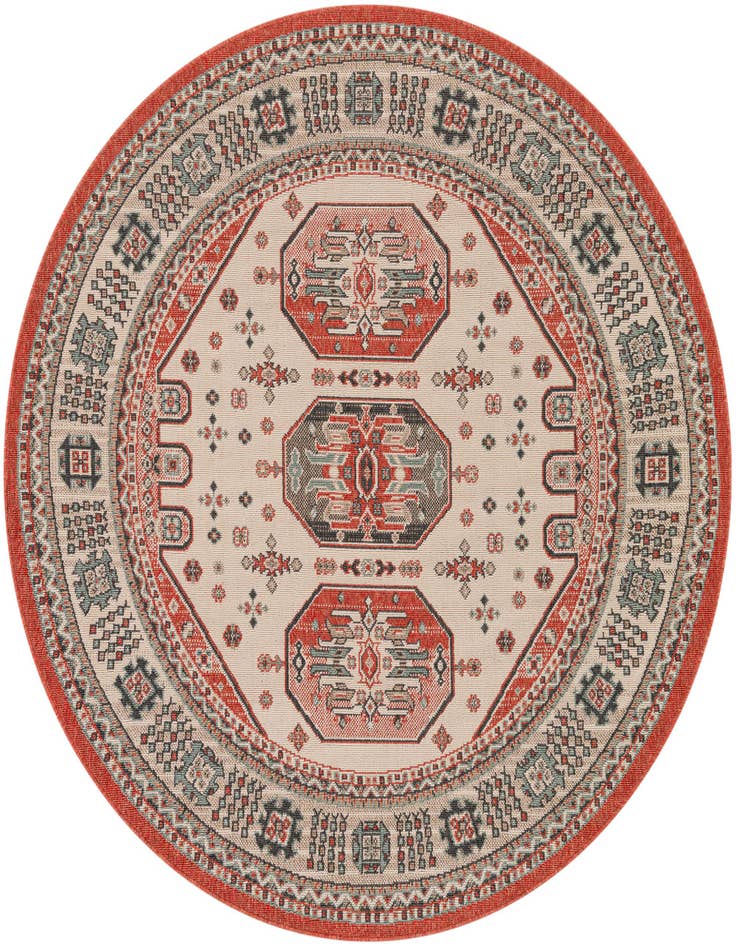 Detail image of 6' x 6' Easy-Clean Traditional Indoor / Outdoor Round Rug