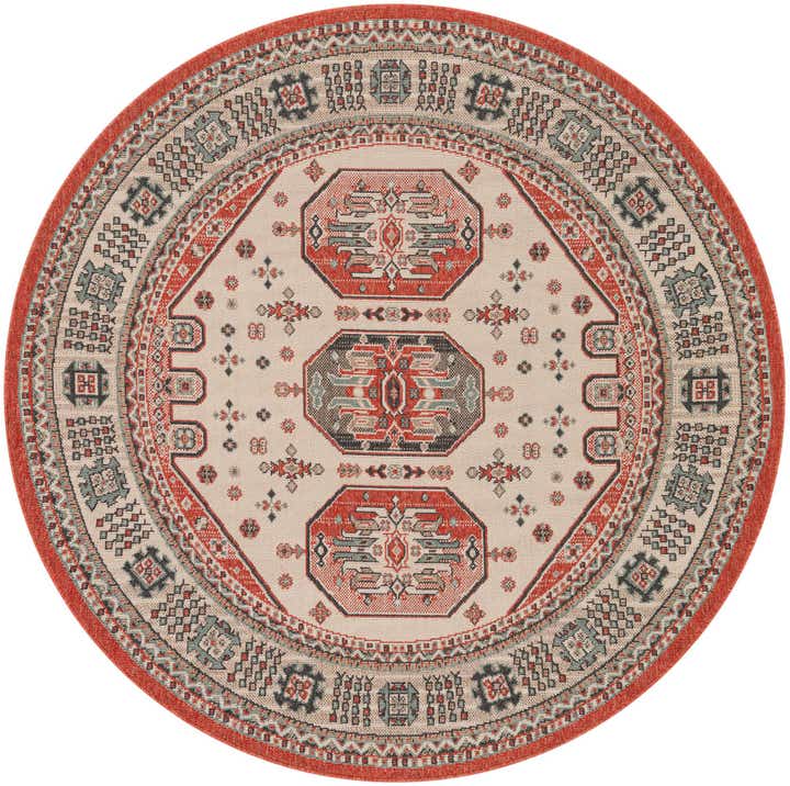 6' x 6' Easy-Clean Traditional Indoor / Outdoor Round Rug