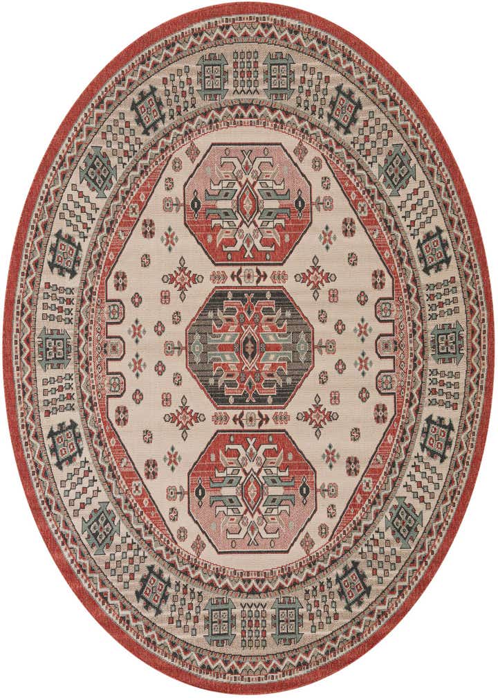 7' 10 x 7' 10 Easy-Clean Traditional Indoor / Outdoor Round Rug