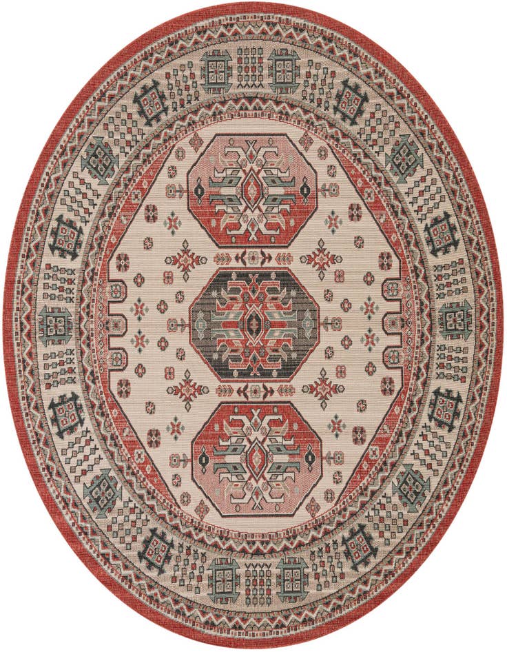 Detail image of 7' 10 x 7' 10 Easy-Clean Traditional Indoor / Outdoor Round Rug