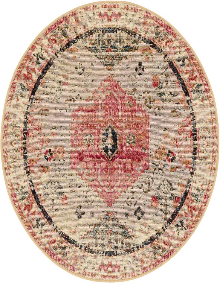 Detail image of 3' x 3' Easy-Clean Traditional Indoor / Outdoor Round Rug