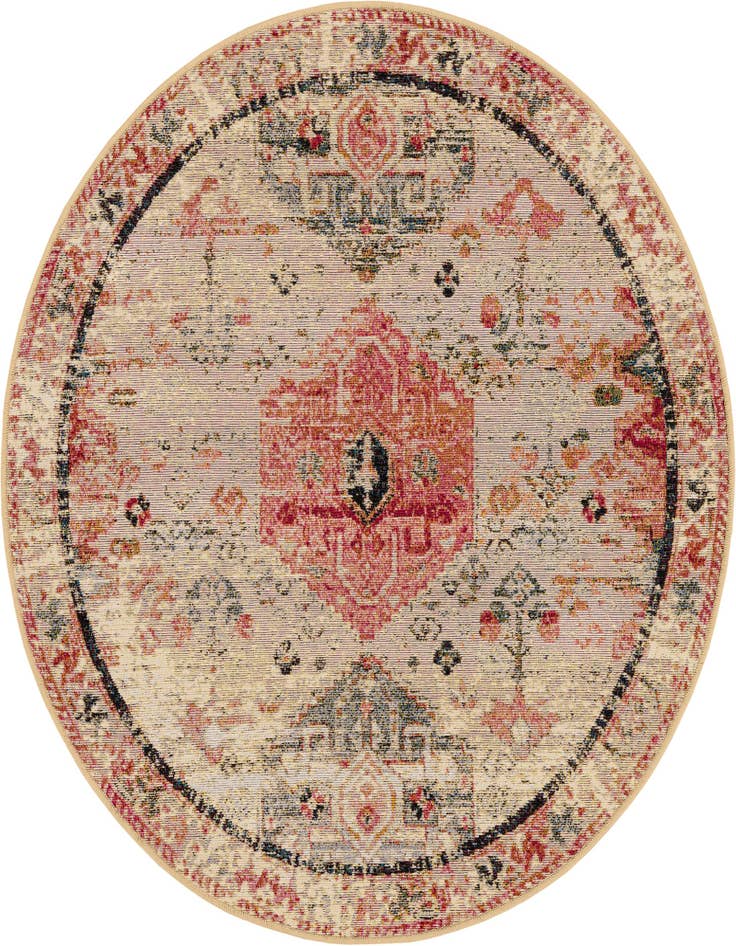 Detail image of 4' x 4' Easy-Clean Traditional Indoor / Outdoor Round Rug
