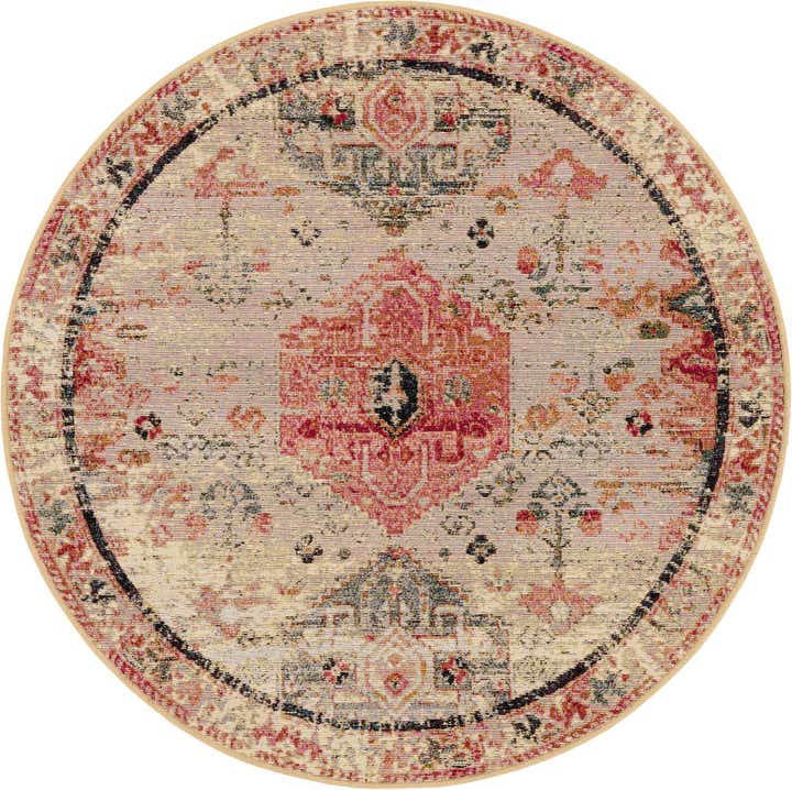 4' x 4' Easy-Clean Traditional Indoor / Outdoor Round Rug