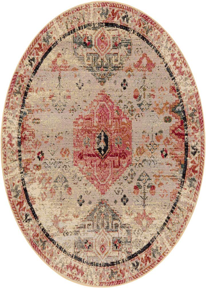 5' x 5' Easy-Clean Traditional Indoor / Outdoor Round Rug