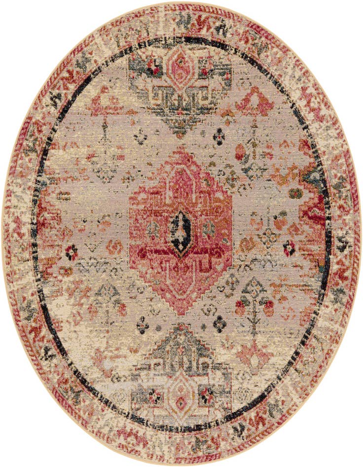 Detail image of 5' x 5' Easy-Clean Traditional Indoor / Outdoor Round Rug