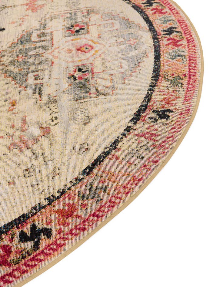 Detail image of 3' x 3' Easy-Clean Traditional Indoor / Outdoor Round Rug
