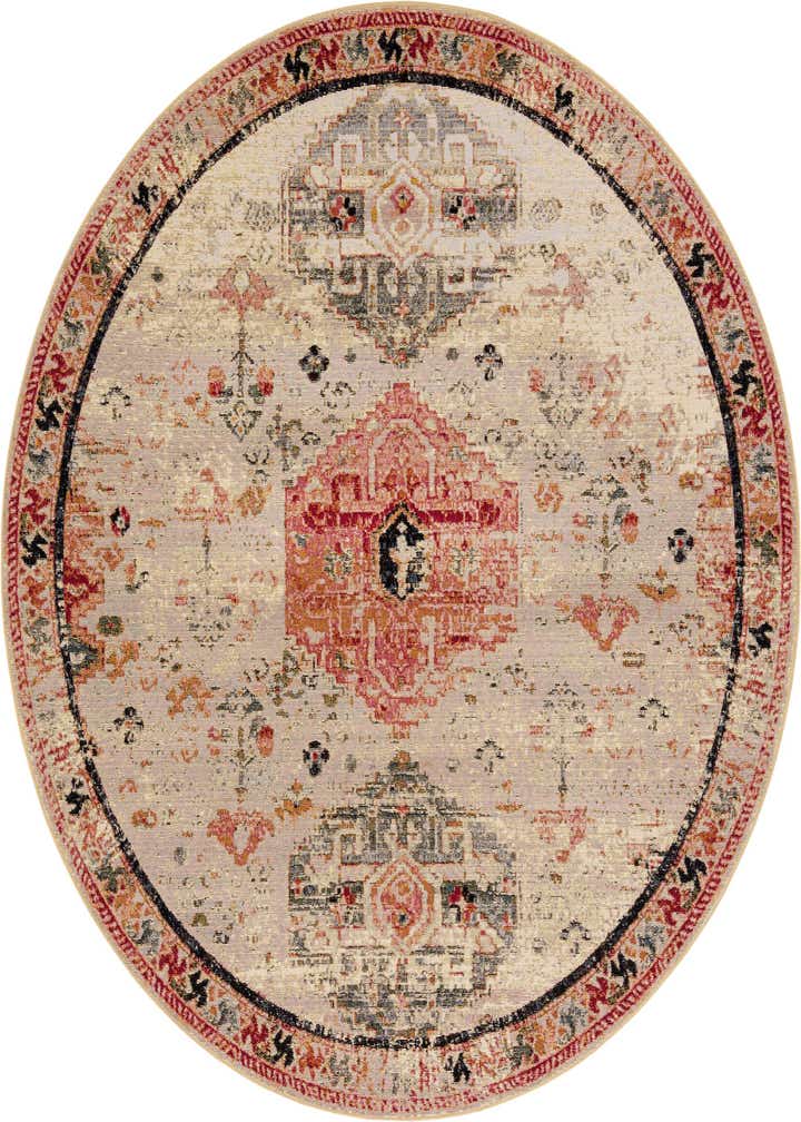 7' 10 x 7' 10 Easy-Clean Traditional Indoor / Outdoor Round Rug