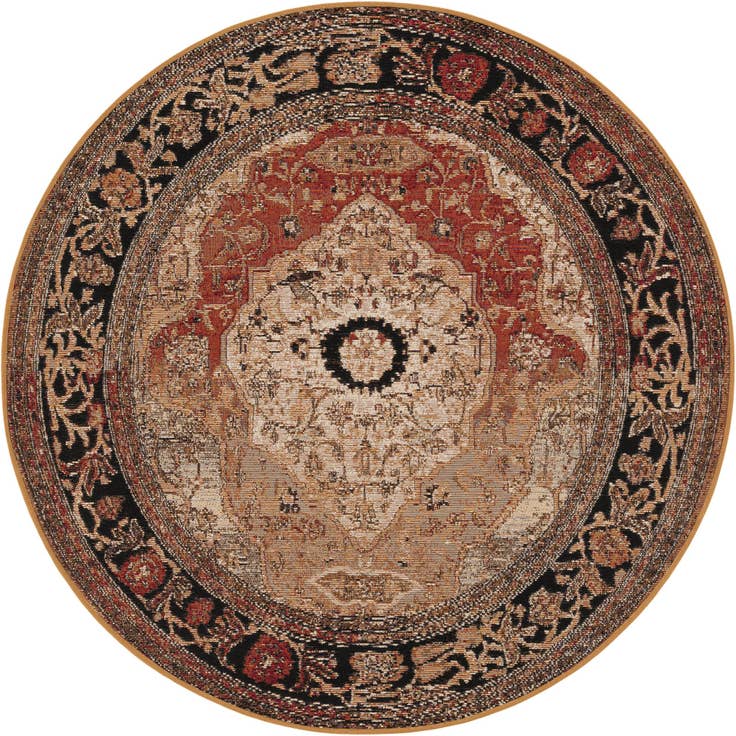 Detail image of 4' x 4' Easy-Clean Traditional Indoor / Outdoor Round Rug