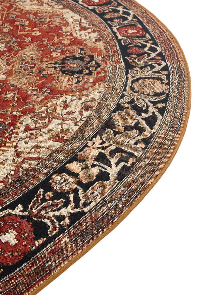 5' x 5' Easy-Clean Traditional Indoor / Outdoor Round Rug