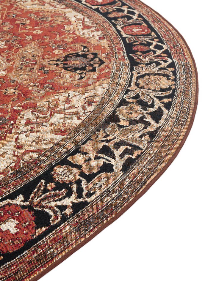 Detail image of 5' x 5'  Washable Traditional Indoor / Outdoor Round Rug