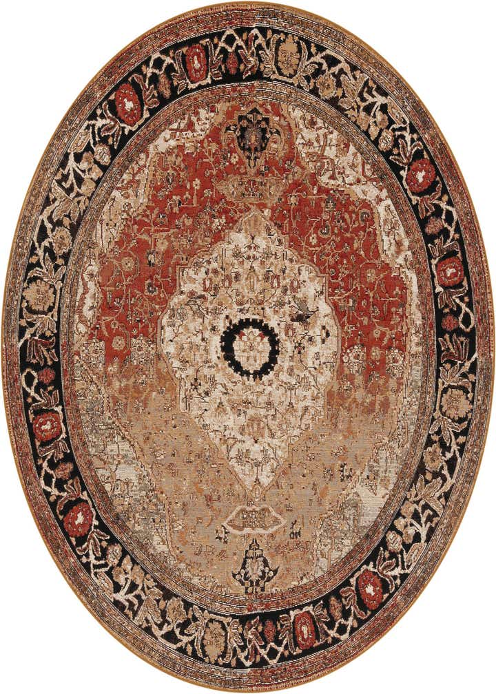 7' 10 x 7' 10 Easy-Clean Traditional Indoor / Outdoor Round Rug