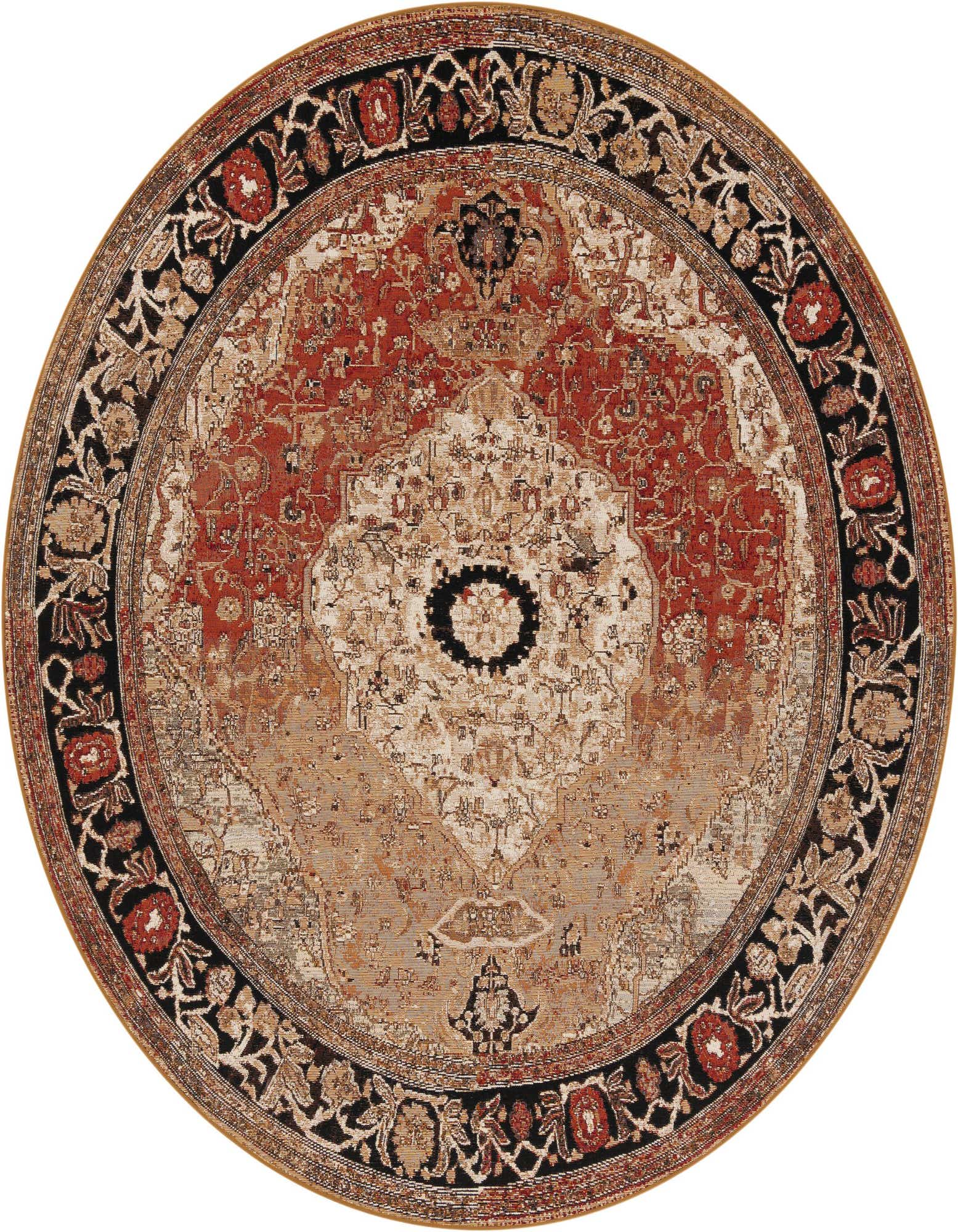 7' 10 x 7' 10 Easy-Clean Traditional Indoor / Outdoor Round Rug