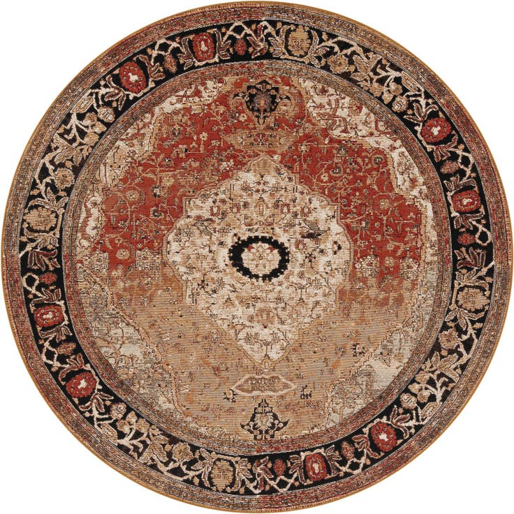 Detail image of 7' 10 x 7' 10 Easy-Clean Traditional Indoor / Outdoor Round Rug