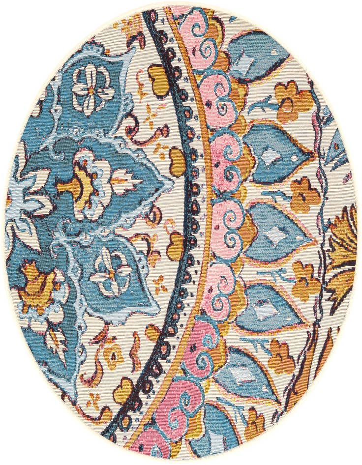 Detail image of 3' x 3' Easy-Clean Traditional Indoor / Outdoor Round Rug