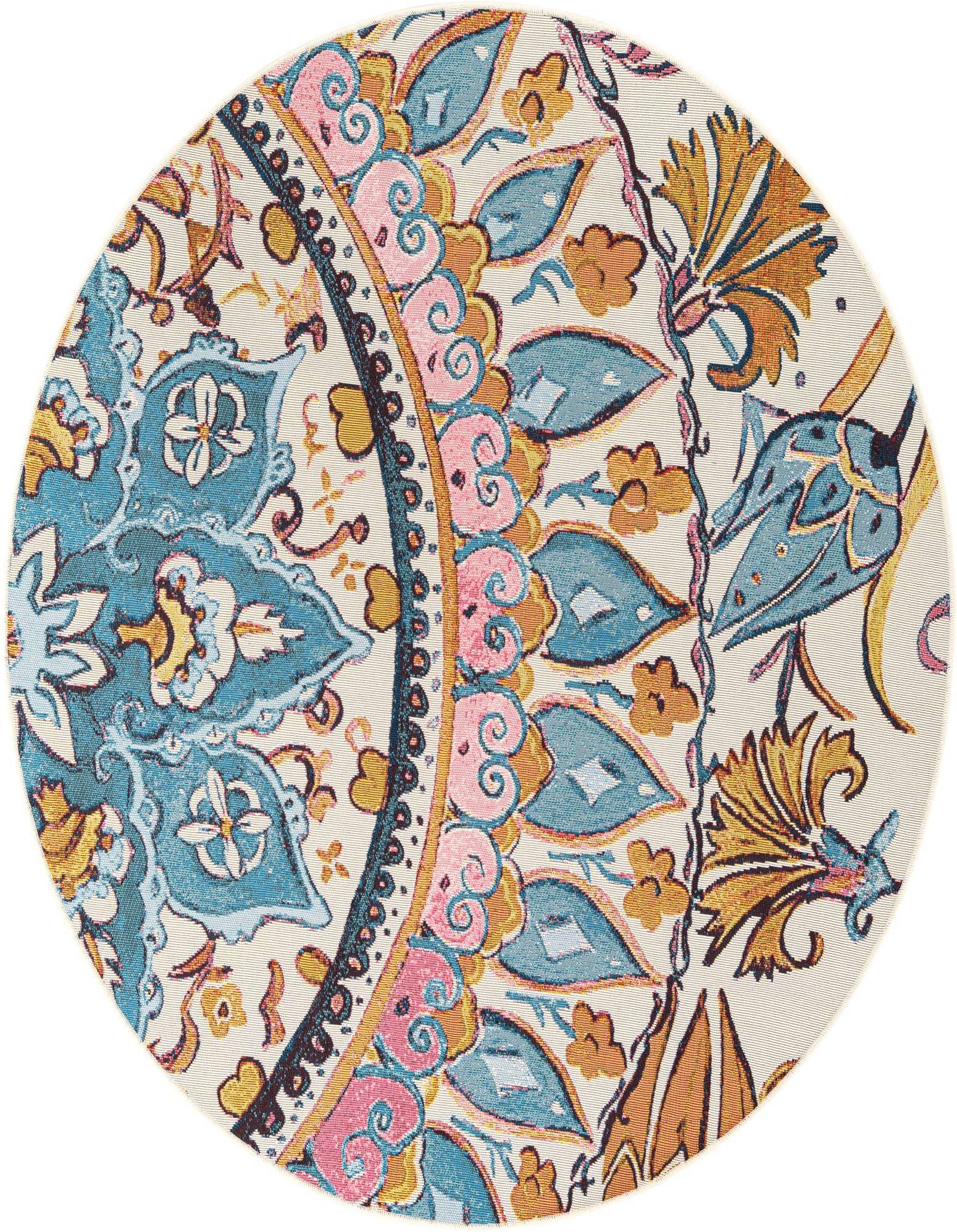 5' x 5' Easy-Clean Traditional Indoor / Outdoor Round Rug