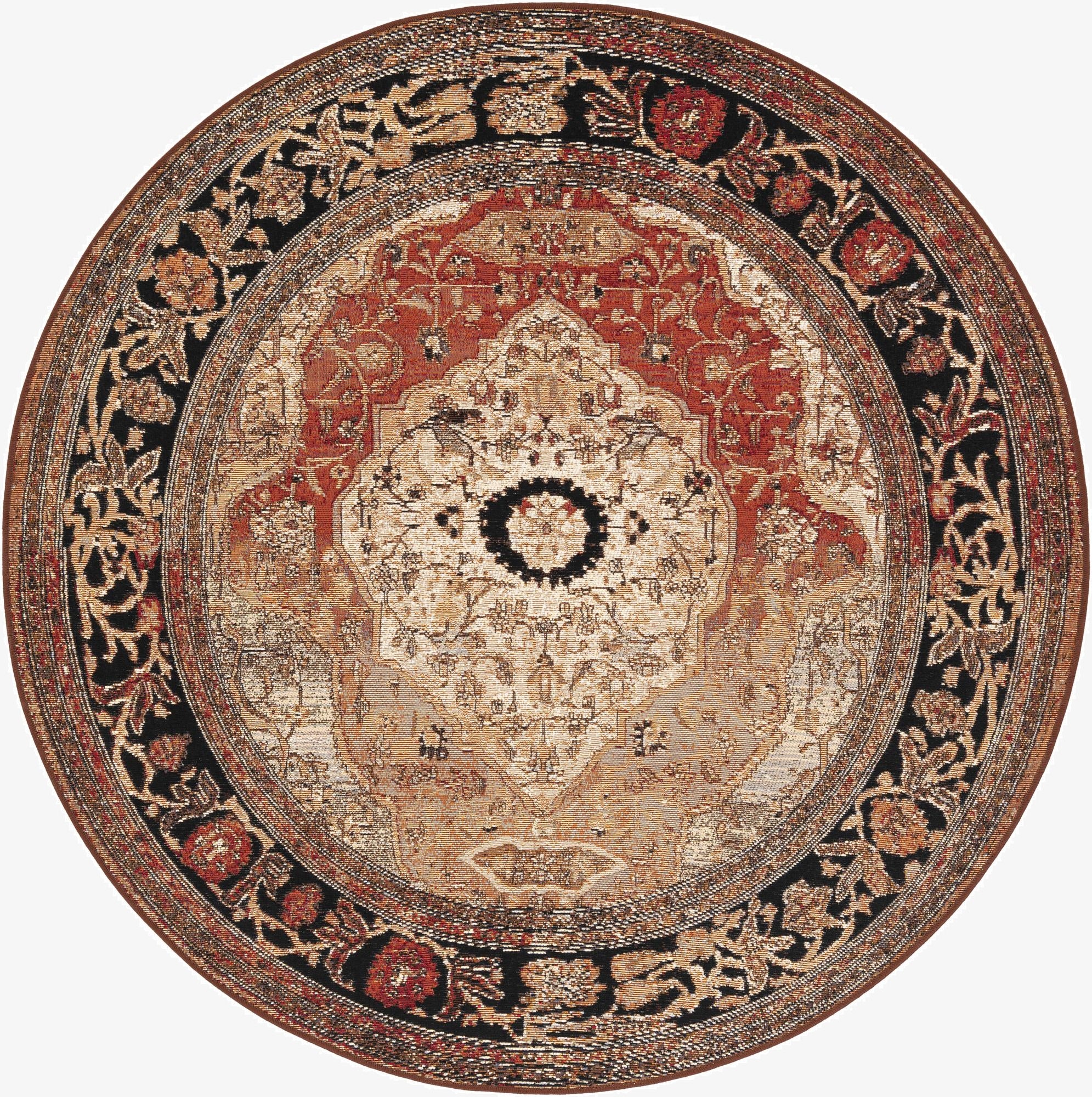 Primary image 5' x 5'  Washable Traditional Indoor / Outdoor Round Rug