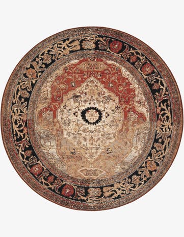 5' x 5' Easy-Clean Traditional Indoor / Outdoor Round Rug