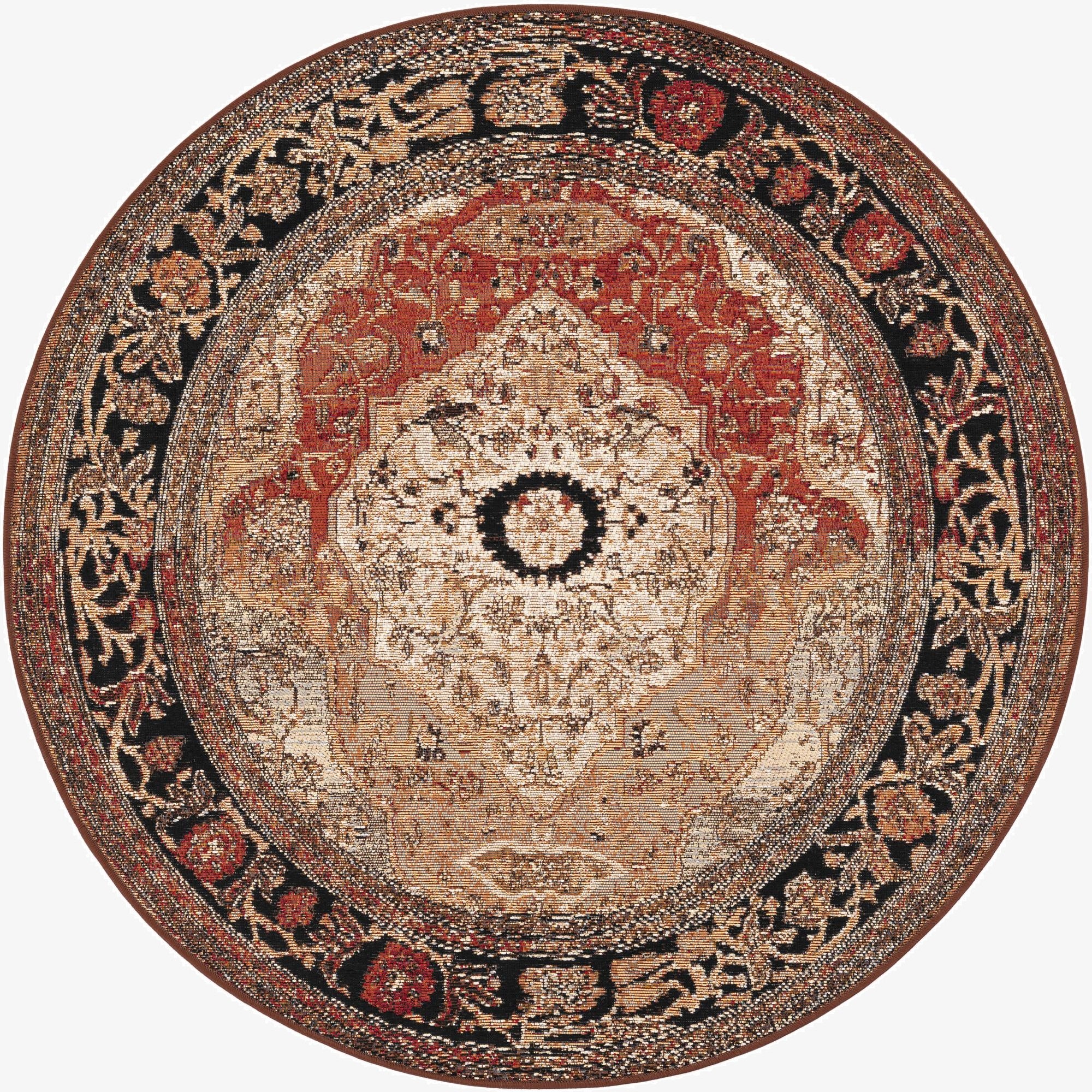 Primary image 4' x 4'  Washable Traditional Indoor / Outdoor Round Rug