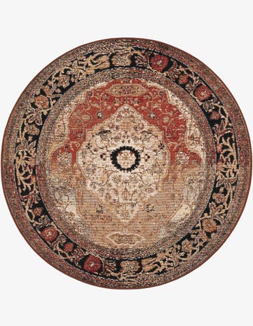 4' x 4' Easy-Clean Traditional Indoor / Outdoor Round Rug