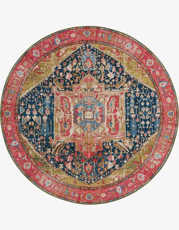 7' 10 x 7' 10 Easy-Clean Traditional Indoor / Outdoor Round Rug