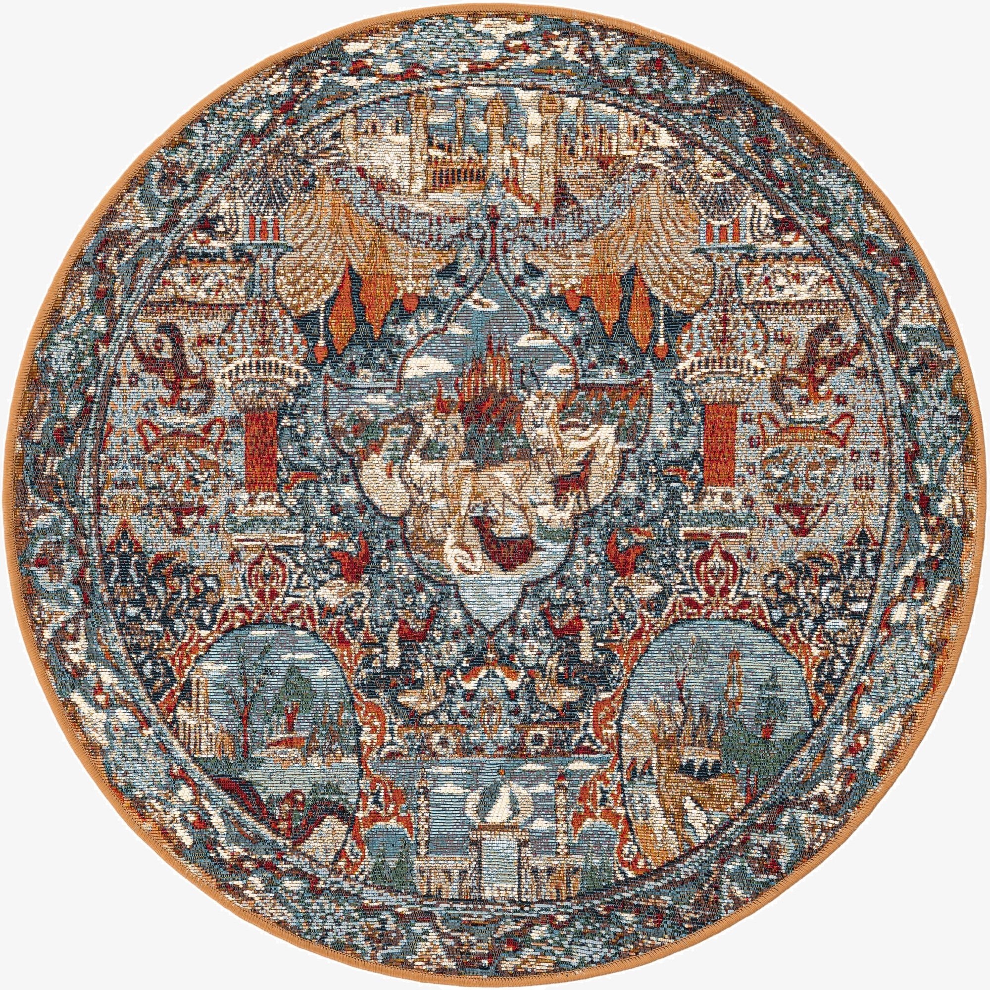 3' 3 x 3' 3  Washable Traditional Indoor / Outdoor Round Rug