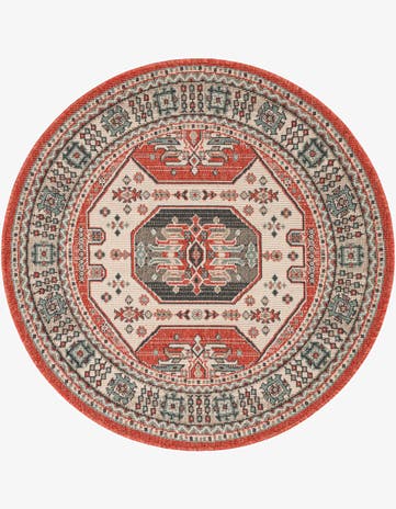 4' x 4' Easy-Clean Traditional Indoor / Outdoor Round Rug