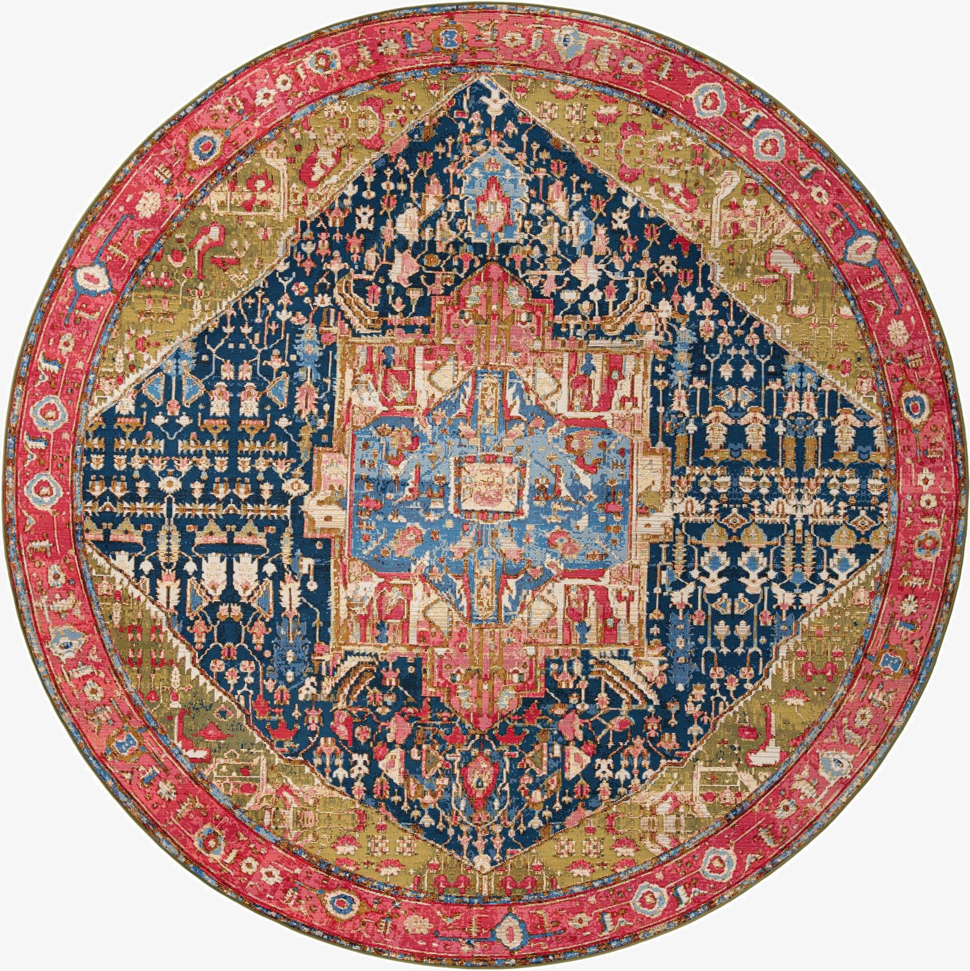 Primary image 10' x 10'  Washable Traditional Indoor / Outdoor Round Rug