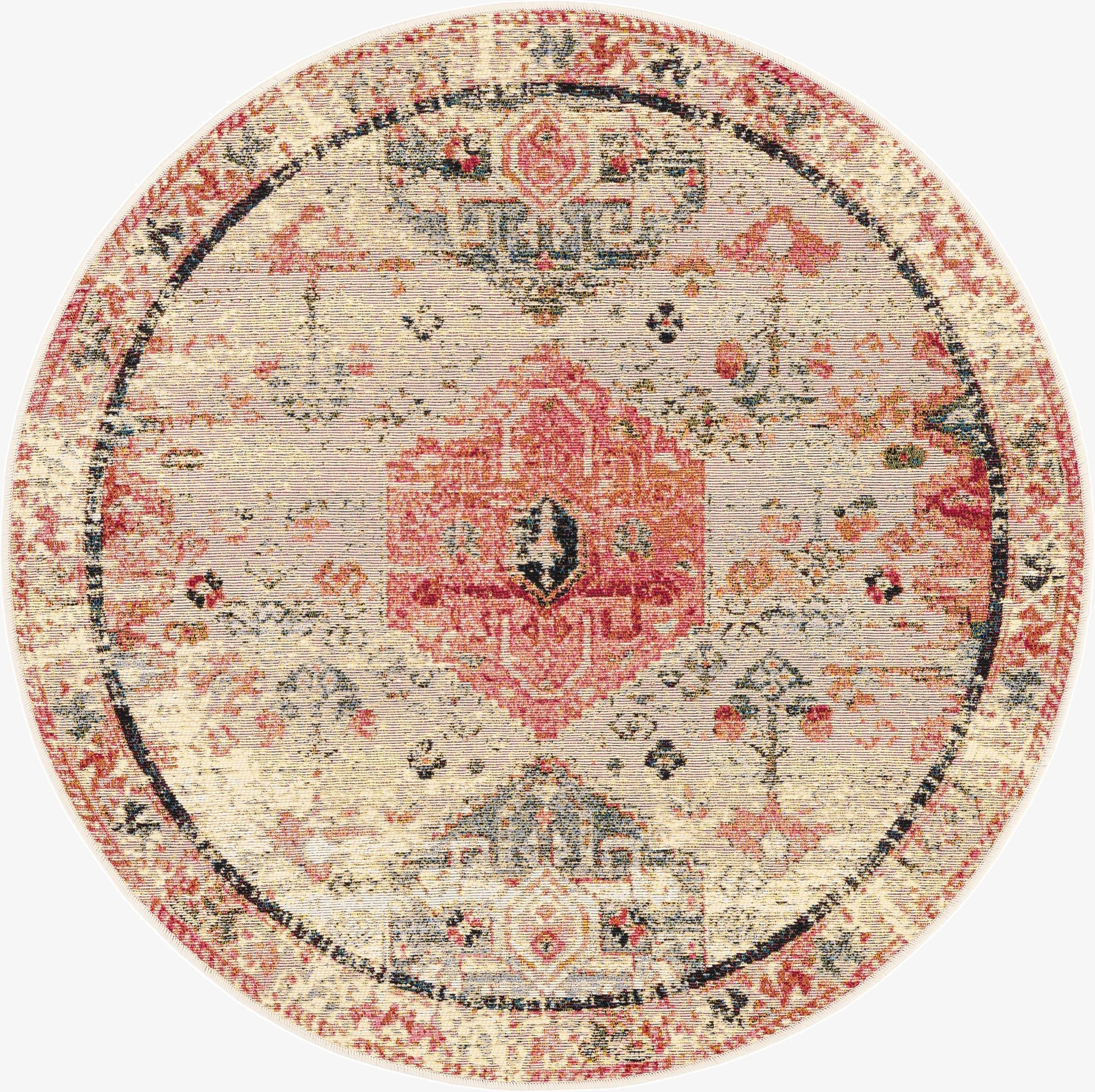 Primary image 4' x 4'  Washable Traditional Indoor / Outdoor Round Rug