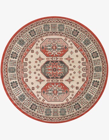 7' 10 x 7' 10 Easy-Clean Traditional Indoor / Outdoor Round Rug