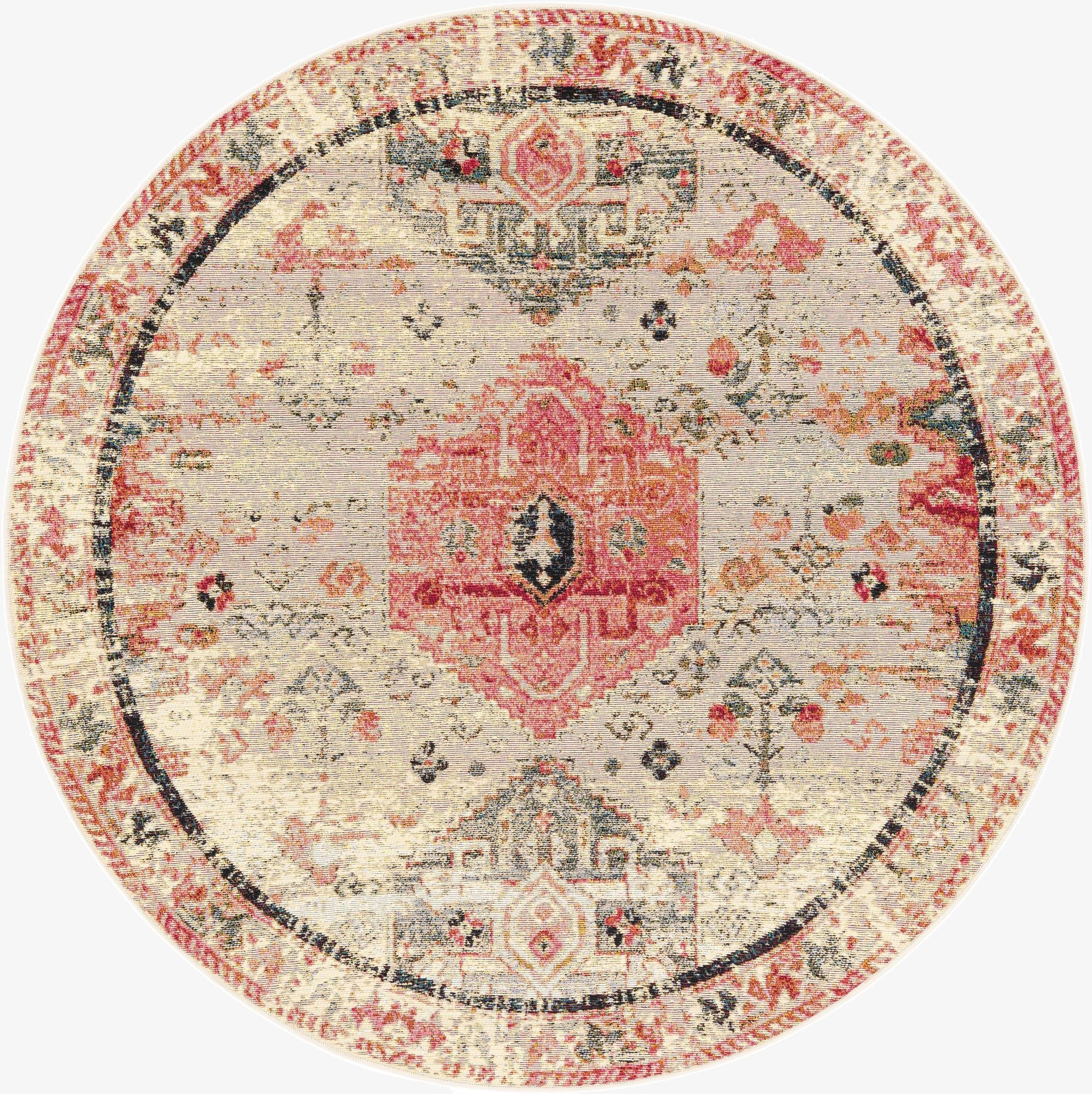 Primary image 5' x 5'  Washable Traditional Indoor / Outdoor Round Rug