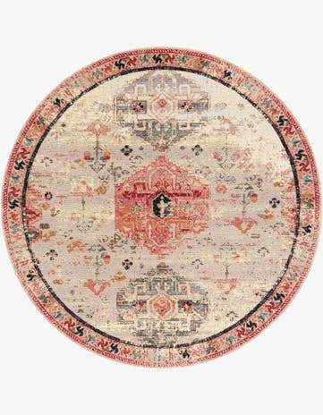7' 10 x 7' 10 Easy-Clean Traditional Indoor / Outdoor Round Rug