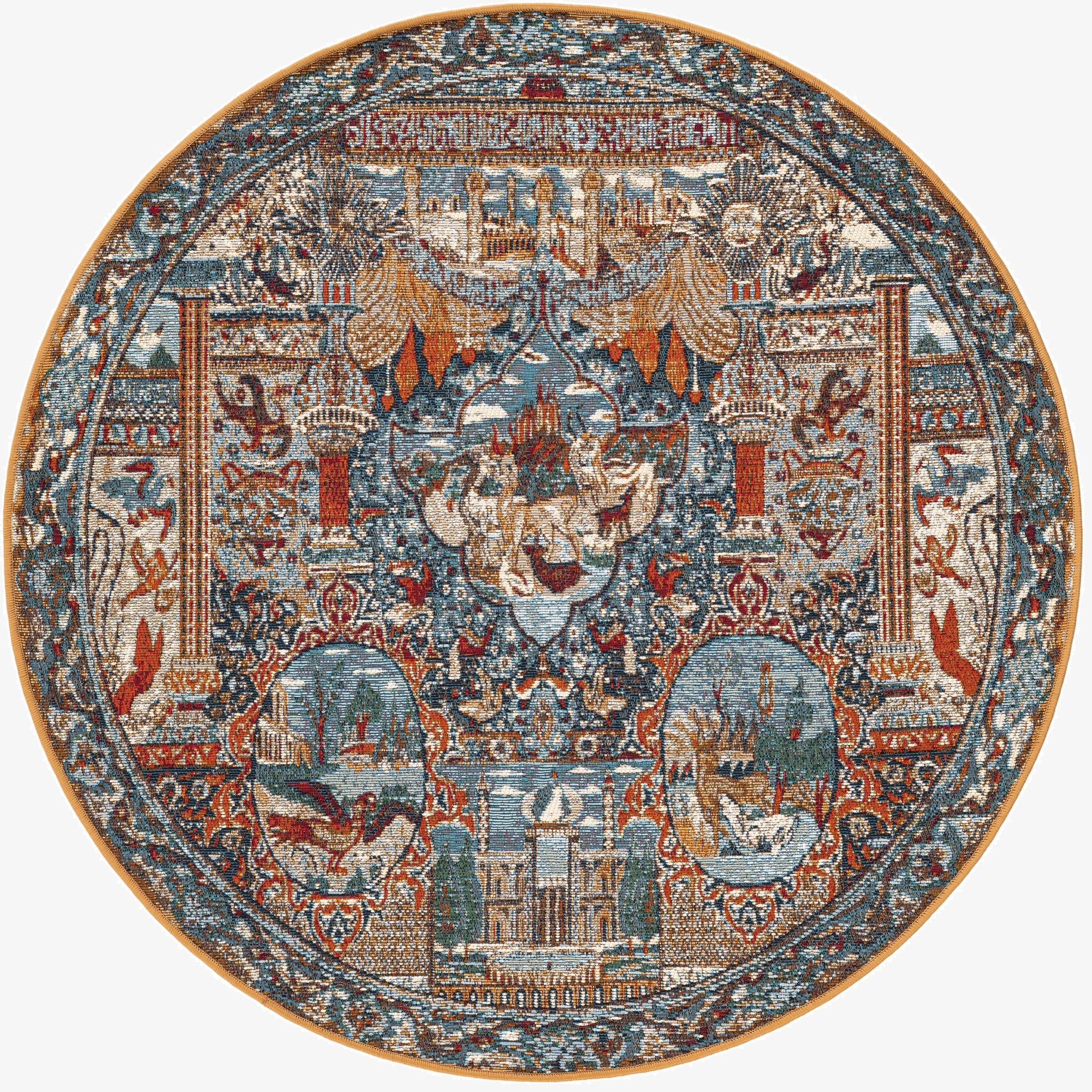 4' x 4'  Washable Traditional Indoor / Outdoor Round Rug