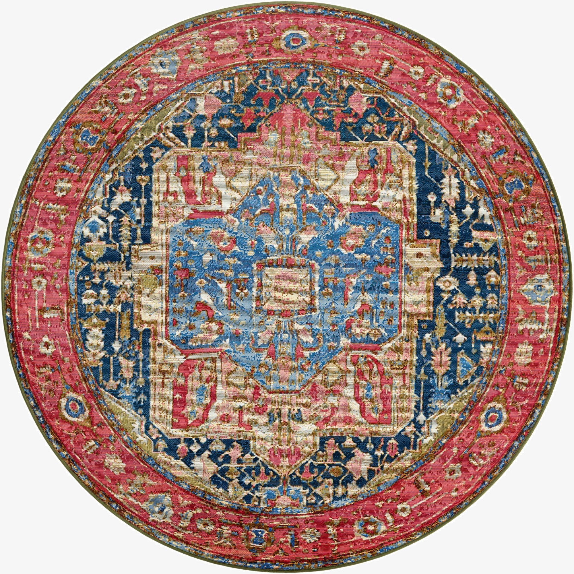 Primary image 5' x 5'  Washable Traditional Indoor / Outdoor Round Rug