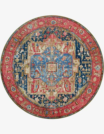 Easy-Clean Traditional Indoor / Outdoor Round Rug
