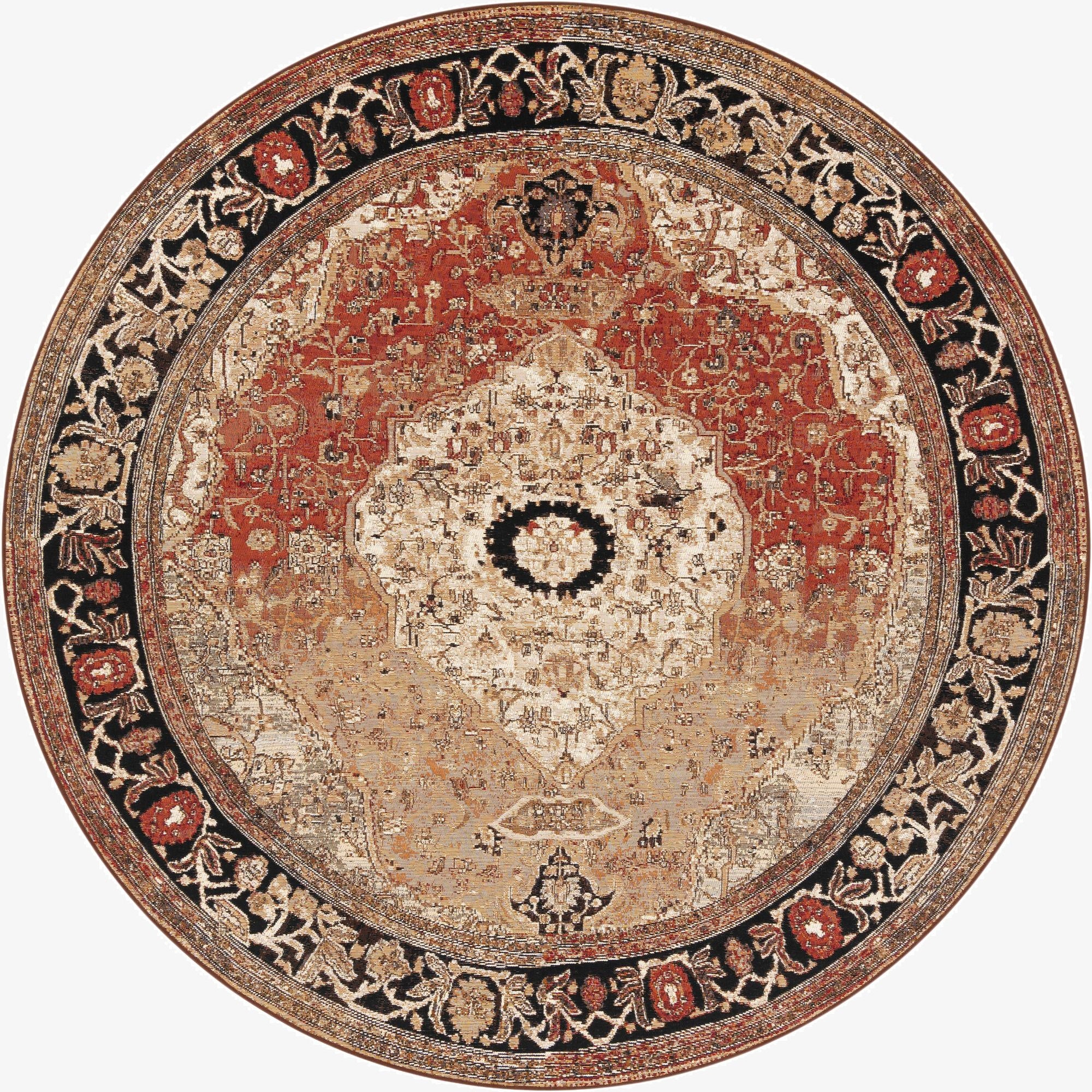 Primary image 7' 10 x 7' 10  Washable Traditional Indoor / Outdoor Round Rug