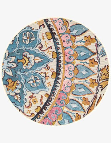 3' x 3' Easy-Clean Traditional Indoor / Outdoor Round Rug