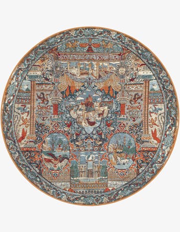 5' 3 x 5' 3 Easy-Clean Traditional Indoor / Outdoor Round Rug