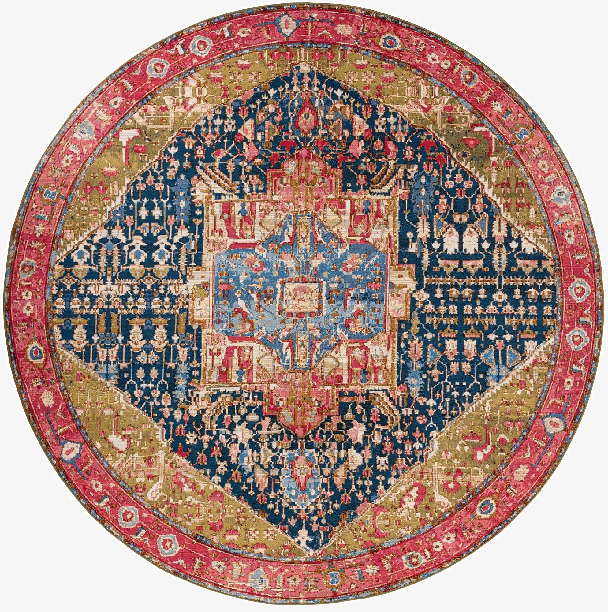 12' x 12'  Washable Traditional Indoor / Outdoor Round Rug