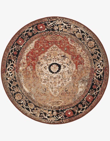 3' x 3' Easy-Clean Traditional Indoor / Outdoor Round Rug
