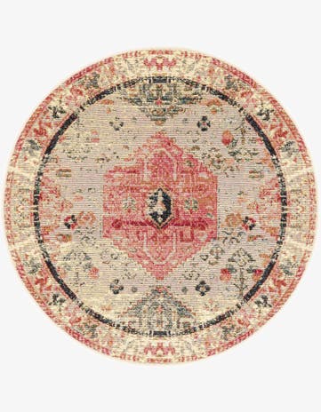 3' x 3' Easy-Clean Traditional Indoor / Outdoor Round Rug