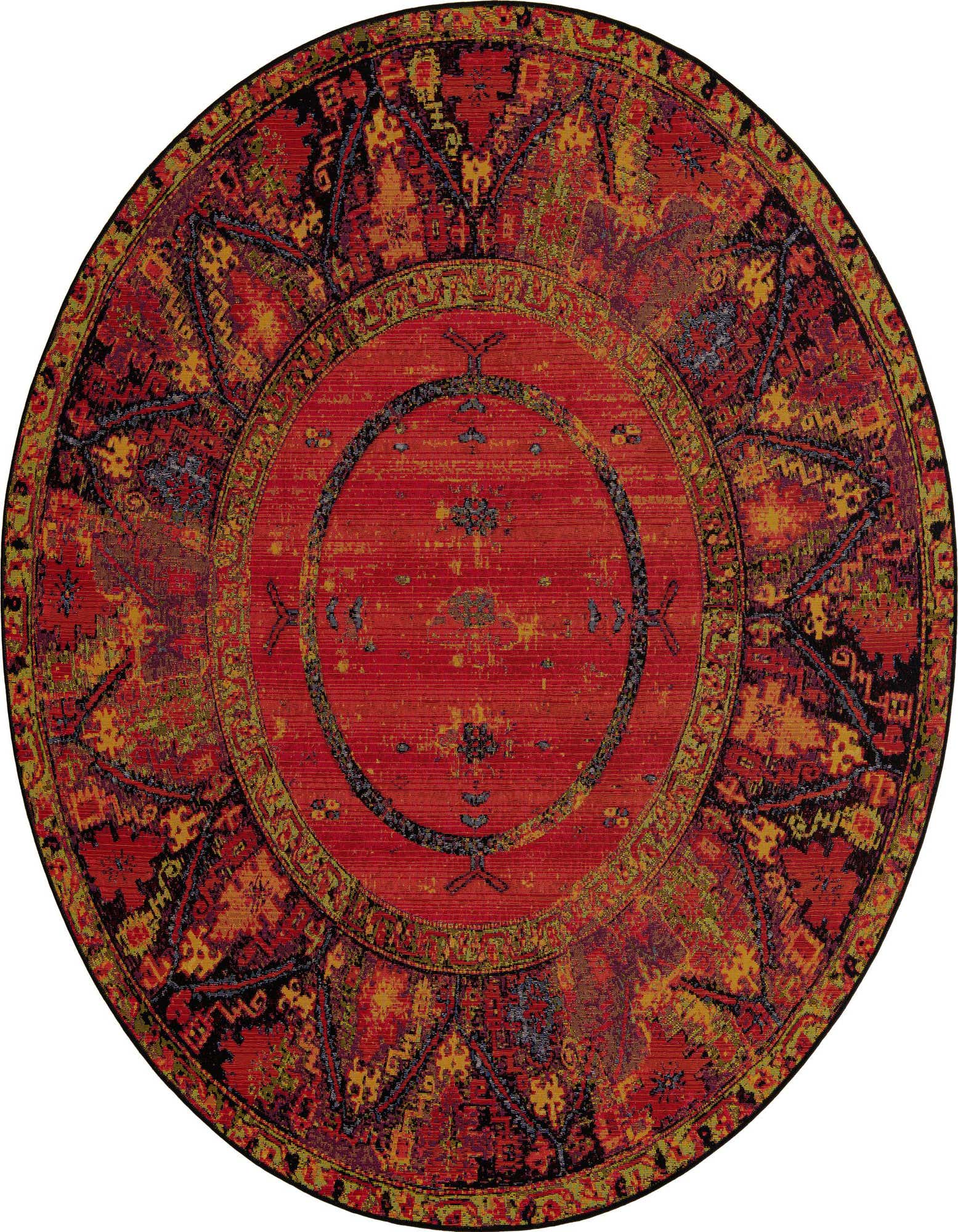 7' 10 x 7' 10 Easy-Clean Tribal Indoor / Outdoor Round Rug