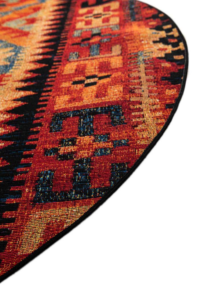 4' x 4' Easy-Clean Tribal Indoor / Outdoor Round Rug