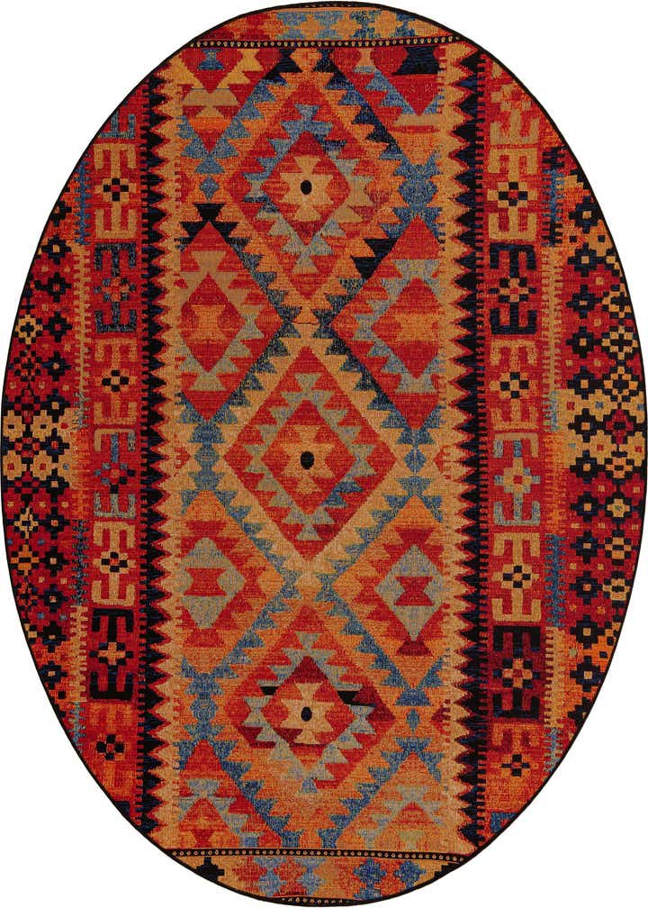 7' 10 x 7' 10 Easy-Clean Tribal Indoor / Outdoor Round Rug